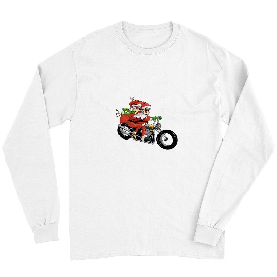 Mr and Mrs Claus on Motorcycle Christmas for Biker Couples 22 Long Sleeves