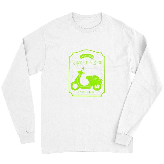 Funny Motorcycle Style Motor Scooter Moped Graphic Lime Long Sleeves
