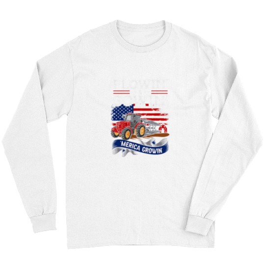 Plowin 2Sowin    Merica Growin 24th of July For Farmer Long Sleeves