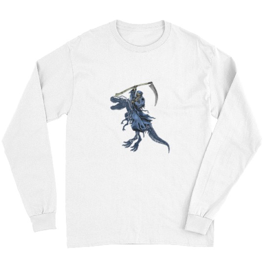 Dinosaur Pet Grim Reaper Death Riding Dinosaur T rexs Halloween 1 Long Sleeves