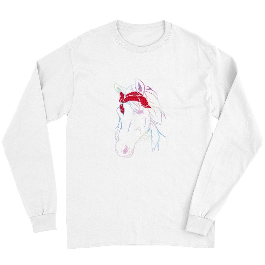 Horse Pet Bandana Caricature Equine Head Illustration Equestrian Long Sleeves