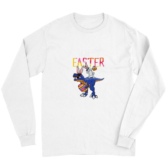 Dinosaur Pet Greetings Raptor Dinosaur Bunny Egg Happy Easter Sunday Long Sleeves