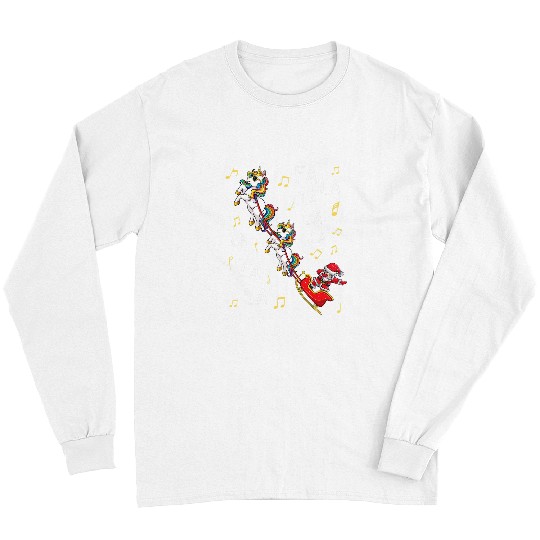 Unicorn Pet Christmas Unicorn  Santa Fa la la Christmas Long Sleeves