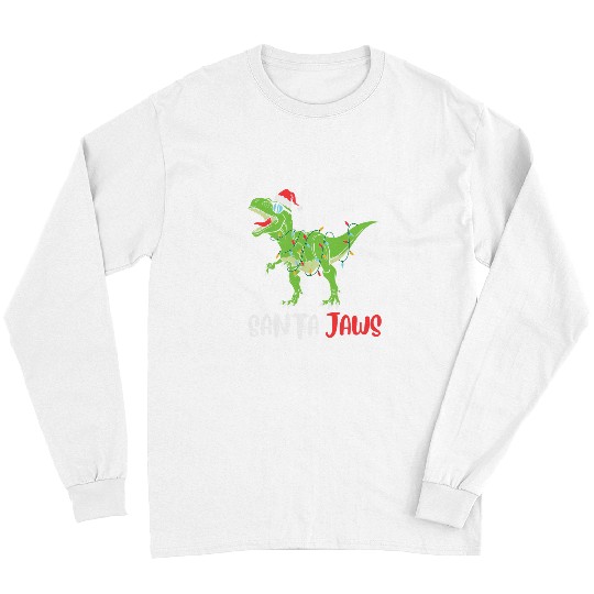Dinosaur Pet Santa Jaws Funny Merry xmass Dinosaur Santa T Rex Long Sleeves