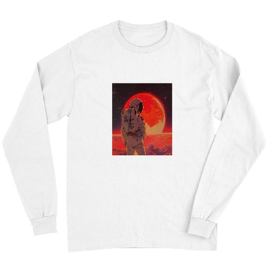 Retro 1990s Japanese Anime Space Astronaut Sun Rising Art 4 Long Sleeves
