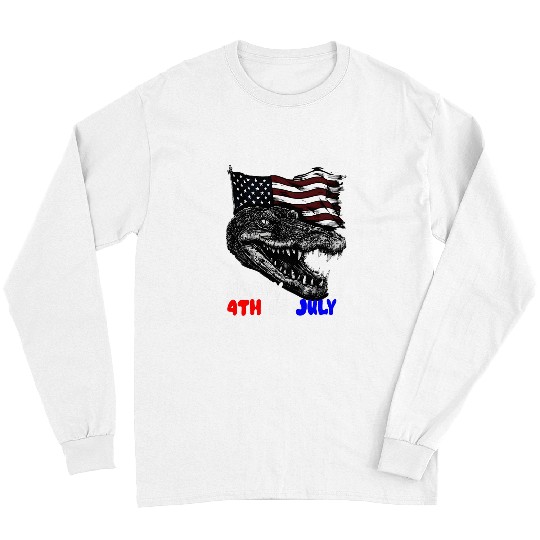 Alligator Pet Alligator Reptile 4th of July American Flag Veterans Memorial 1 Long Sleeves