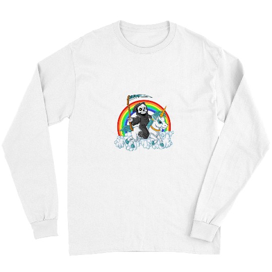 Unicorn Pet Grim Reaper Riding Unicorn Aesthetic Pastel Goth Girls Long Sleeves