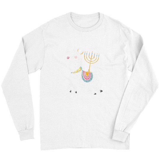 Llama Pet Chanukah Menorah Hanukkah Israel Jew Jewish Pride Long Sleeves
