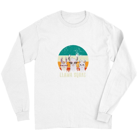 Llama Pet Squad Alpaca With Glasses Retro Llama Lovers Long Sleeves