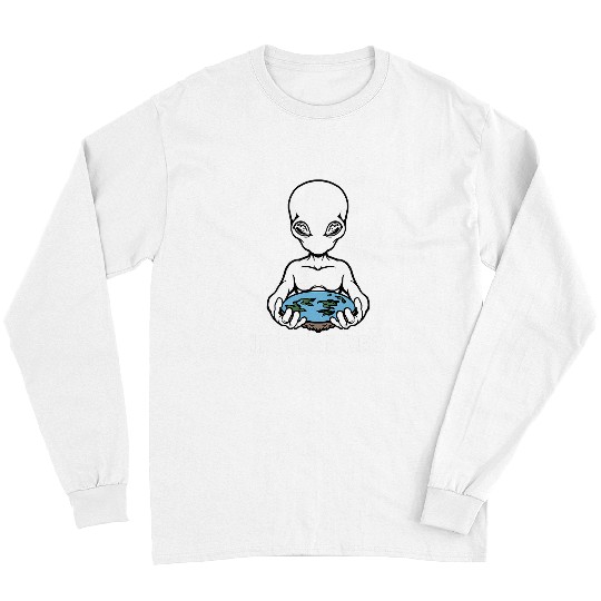 Aliens UFO Earth Its Flat Bro Alien Funny Flat Earth Society Saying Long Sleeves