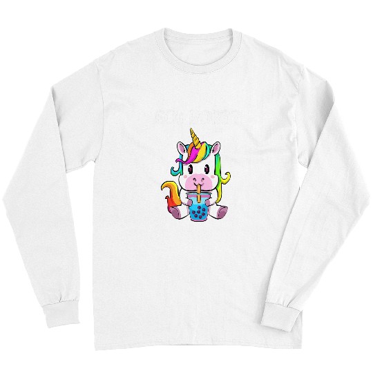 Unicorn Pet Got Boba Unicorn Boba Tea Kawaii Unicorn Bubble Tea Kids 1 Long Sleeves