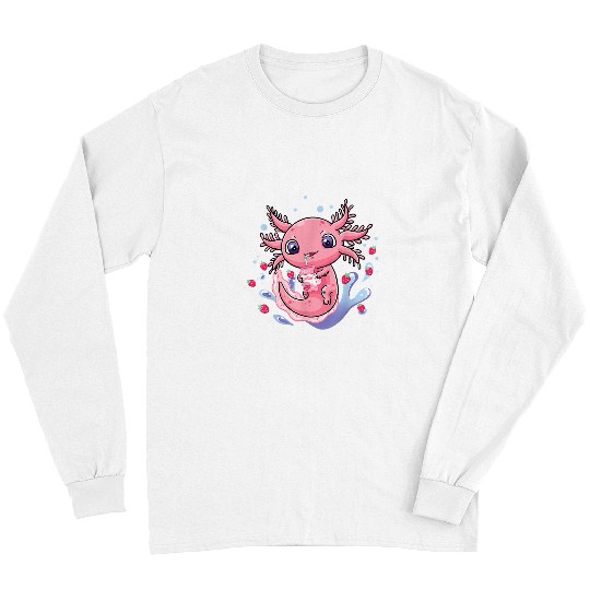 Axolotls Pet Kawaii Axolotls Strawberry Milkshake Cartonss Japanese Anime 172 Long Sleeves