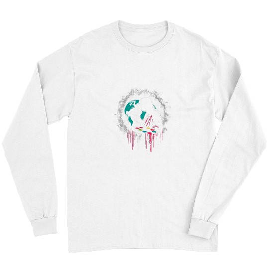Jesus Painting Earth Funny Christian Religious Artist Long Sleeves