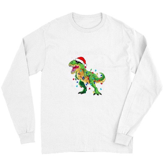 Dinosaur Pet Im Fine Everything Is Fine Christmas Lights t rex Long Sleeves