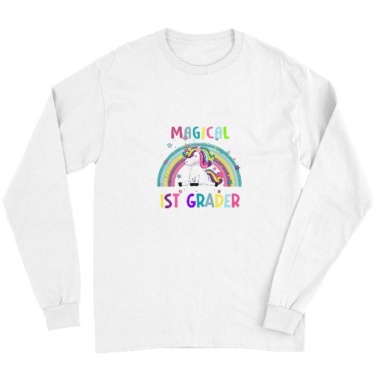 Unicorn Pet Back To School 1st First Grade Magical Unicorn Rainbow Girls 1 Long Sleeves