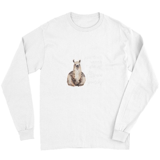 Llama Pet Fight Me Alpaca Punch Funny Llama Love Pun Quote Joke Meme Long Sleeves