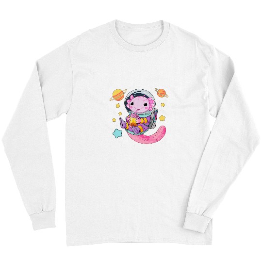Axolotls Pet Kawaii Axolotls Bubble Boba Tea In Space Astronaut Axolotls Long Sleeves