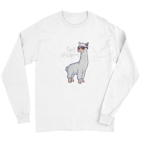 Llama Pet Spit Happens Llama Alpaca Camelid Distressed Long Sleeves