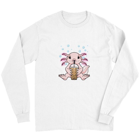 Axolotls Pet Bubble Tea Kawaii Axolotls Milk Tea Boba Tea Long Sleeves
