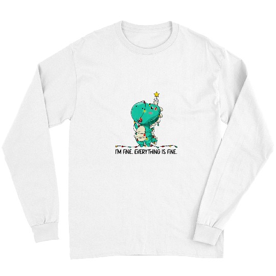 Dinosaur Pet Im Fine Everything Is Fine Christmas Lights Long Sleeves
