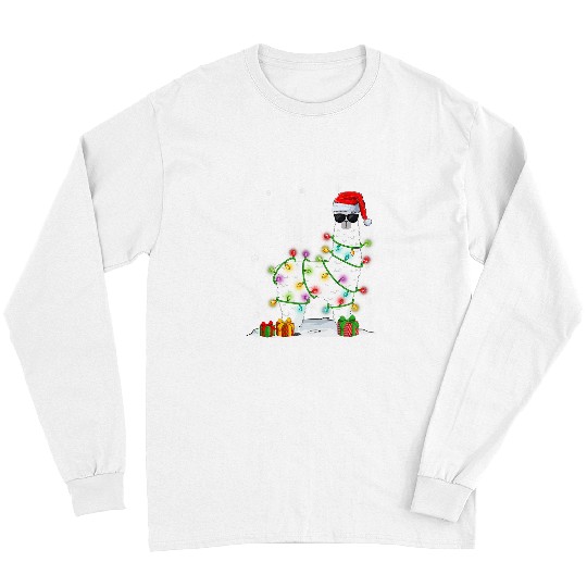 Llama Pet Fleece Feliz Navidad Llama Christmas Cute Llama xmass Lights Long Sleeves