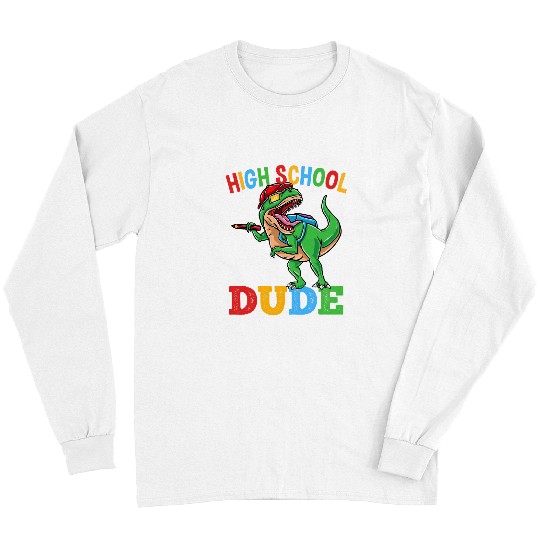 Dinosaur Pet High School Dude TRex Dinosaur Back To School Boys Long Sleeves