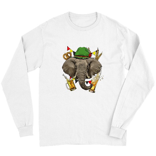 Elephant Mammal Beer Elephant Germany Oktoberfest Party Beer Fest Elephant Lover Long Sleeves