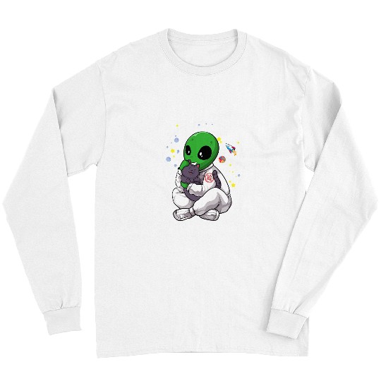 Aliens UFO Space Cat Alien Astronomy UFO Kitten Funny Cat Abduction 120 Long Sleeves