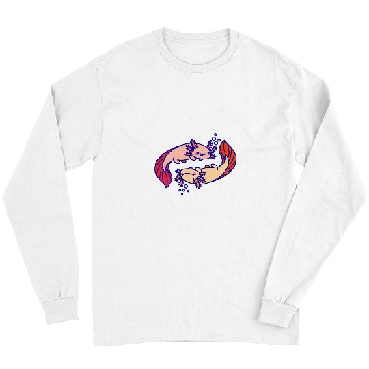 Axolotls Pet Cute Axolotls Animal Balance Ying Yang Kawaii Exotic Pet Art Long Sleeves