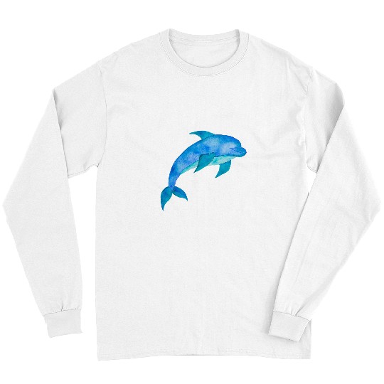 Dolphin Pet Cute Unique Watercolor Sea Life Art Dolphin Long Sleeves