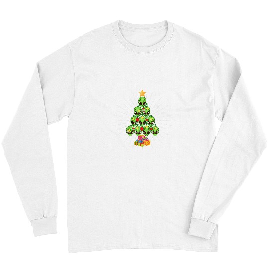 Aliens UFO Alien Christmas Tree xmass Pajamas PJs Space Funny Christian 21 Long Sleeves