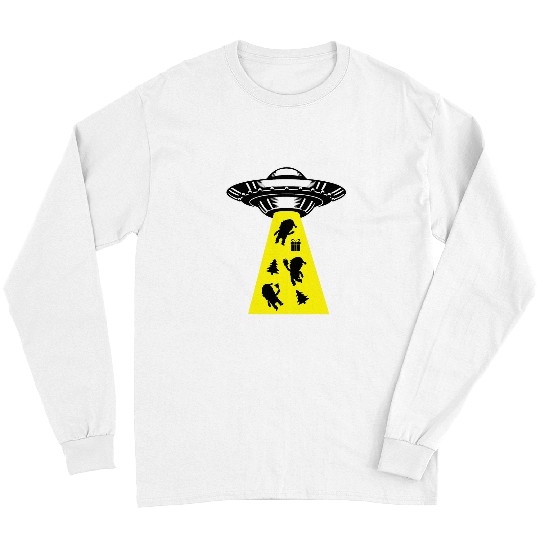 Aliens UFO Abduction Christmas Funny Alien ET xmass Holiday Long Sleeves