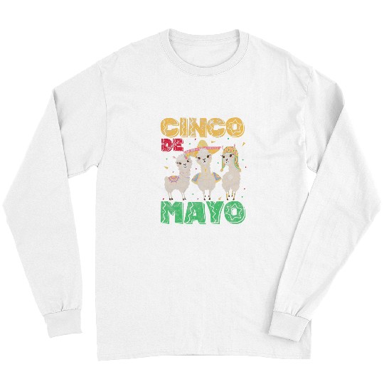 Llama Pet Cinco de Mayo Llama Alpaca Mexican Fiesta Party Distressed Long Sleeves