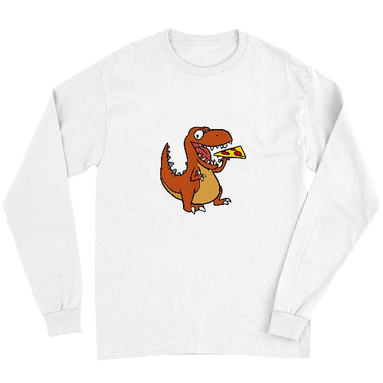 Dinosaur Pet Cool Tyrannosaurus rexs Dinosaur Eating Pizza Long Sleeves