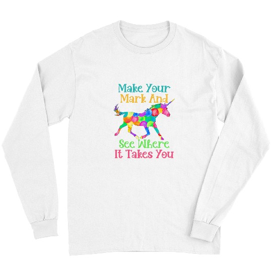 Unicorn Pet Polka Dot Unicorn International Dot Day Colorful Watercolor Long Sleeves