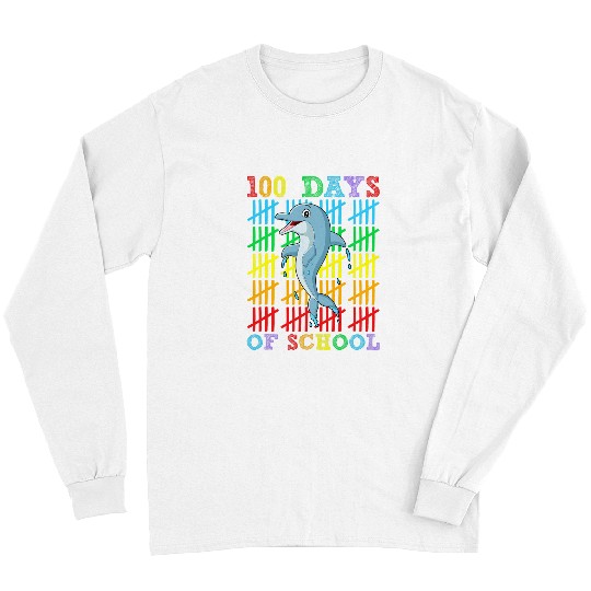 Dolphin Pet Gift 100 Days of School Dolphin Lover Boys Girls 100th Day School Long Sleeves