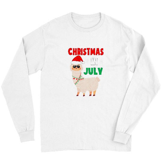 Llama Pet Christmas In July Llama Wearing Santa Hat Kids Toddler Cute Long Sleeves