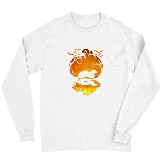 Ferret Pet Halloween Weasel Silhouette Pumpkin Halloween Costume 236 Pumpkin Long Sleeves