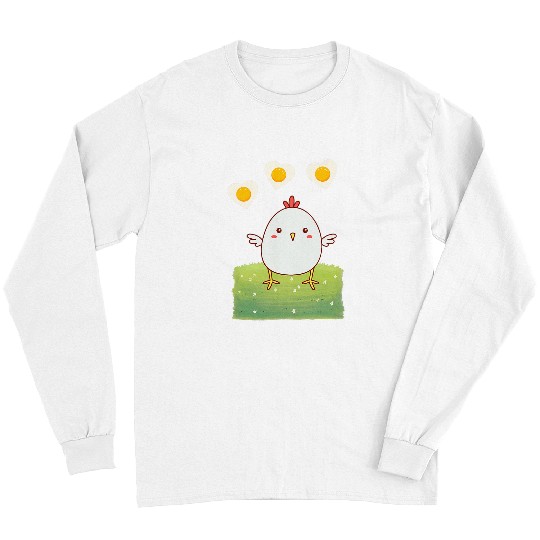 Chicken Pet Lover Design with Fried Egg Hearts 0 Long Sleeves