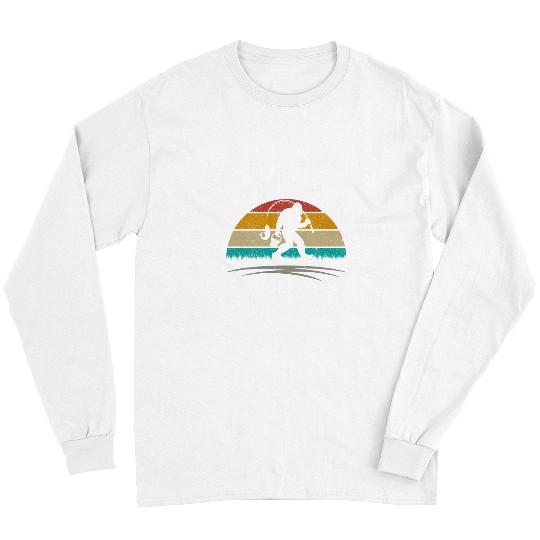 Bigfoot Pet Funny Sasquatch and Fish Long Sleeves