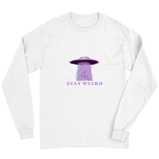 Aliens UFO Stay Weird UFO Vaporwave Long Sleeves