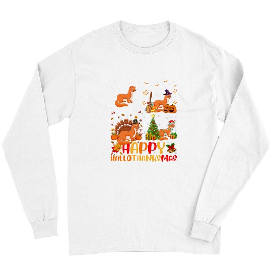 Ferret Pet Halloween Thanksgiving Christmas Weasel Hallothanksmas Long Sleeves