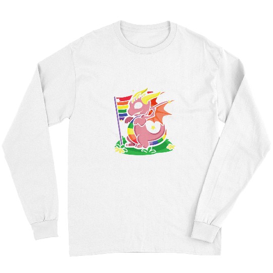 Dragon Pet Dungeon Lesbian Dragon Lover Cute Rainbow Gay Long Sleeves