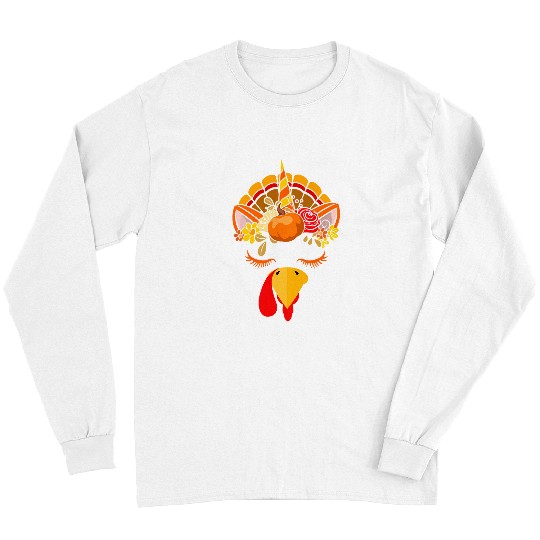 Unicorn Pet Pony Cute Unicorn Turkey Face Thanksgiving Costume Girls Women 66 Long Sleeves