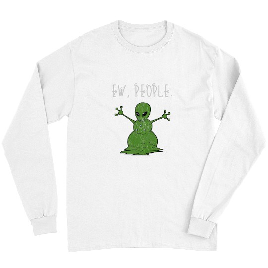 Aliens UFO Ew People Alien Snowman Distressed 21 Long Sleeves