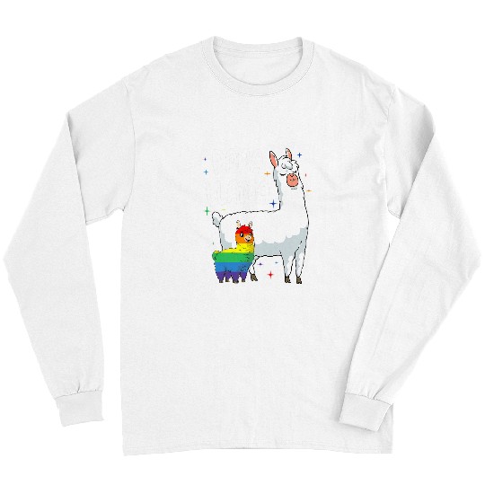 Llama Pet Papa Llama Rainbow Alpaca LGBTQ Pride Month Dad Daddy Mens Long Sleeves