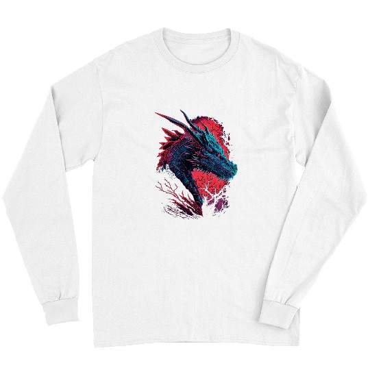 Dragon Pet Dragon Synth Dragon Synthwave Inspired Dragon Art Long Sleeves