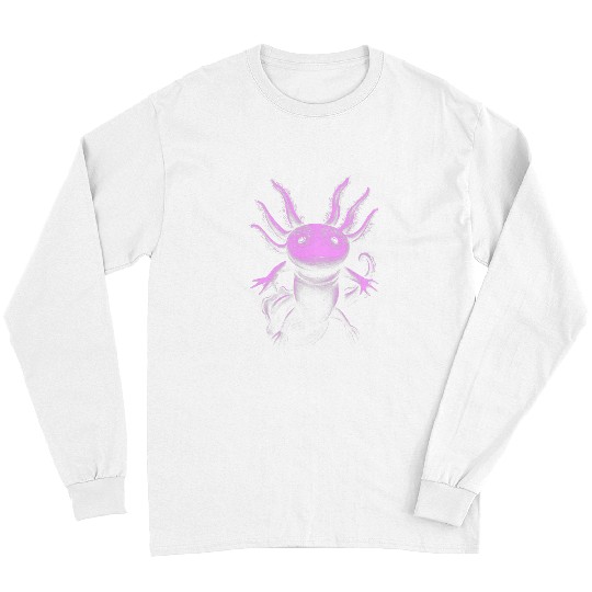 Axolotls Pet Mexican Salamander Drawing Lizard Realistic Axolotls Long Sleeves