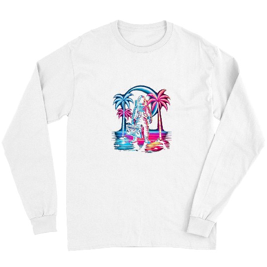 Synthwave Astronaut Men Women XS 6XL Graphic Long Sleeves