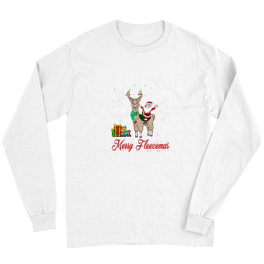 Llama Pet Christmas Llama Santa fa la la llama night 9 Long Sleeves